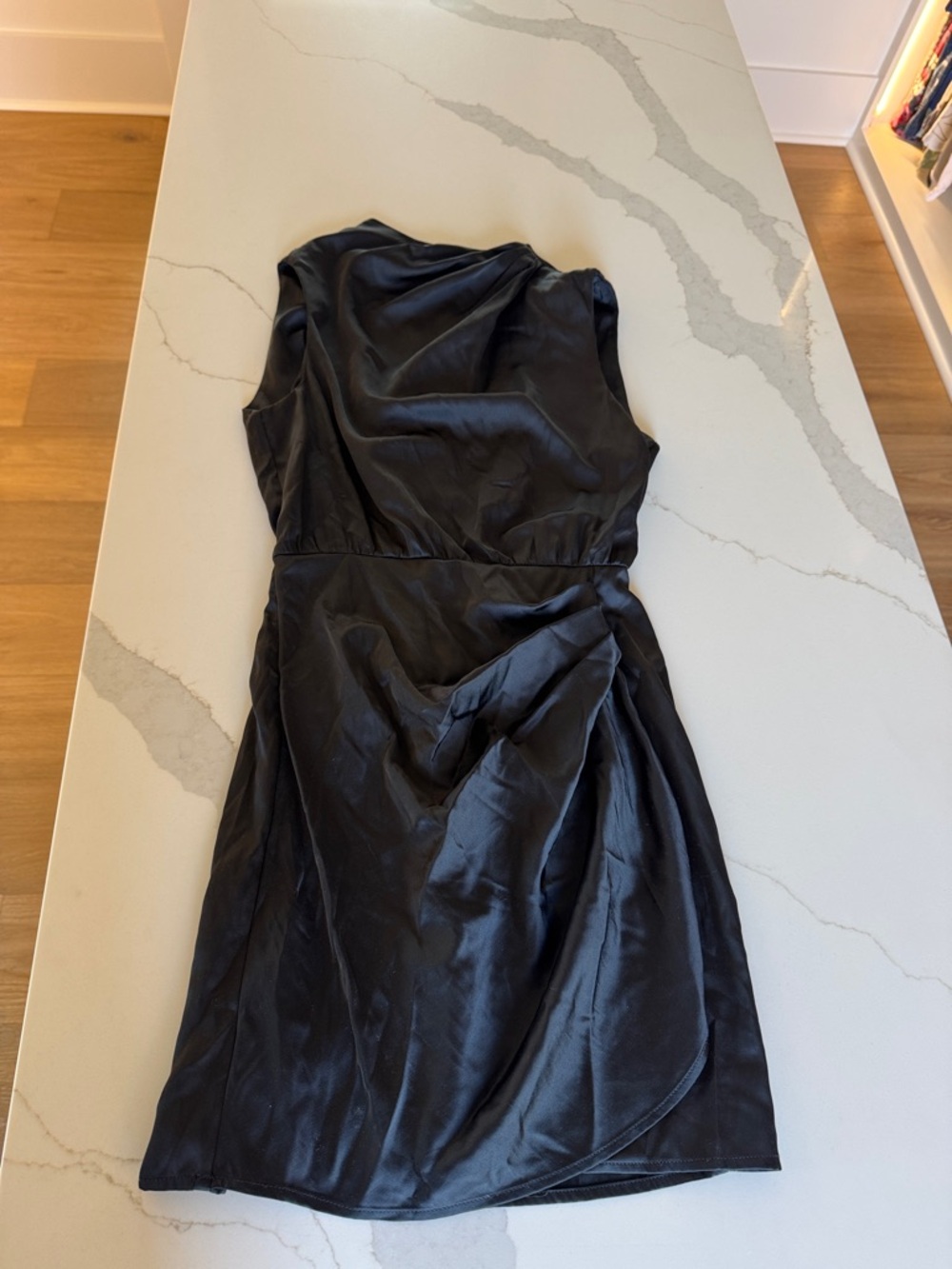 Classic Black Satin Sleeveless Dress - Abercrombie